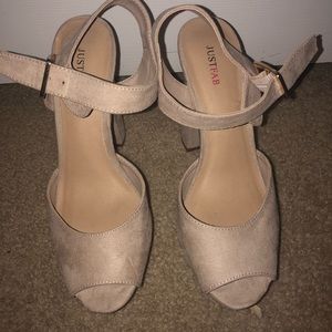 Just Fab suede open toe heels